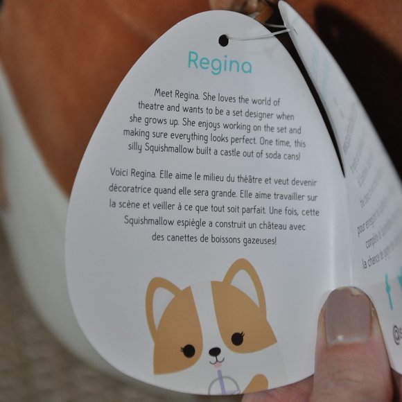 NEW With Tag 12" Boba Tea Regina Corgi Brown & White Dog Backpack Squishmallow - Picture 4 of 4